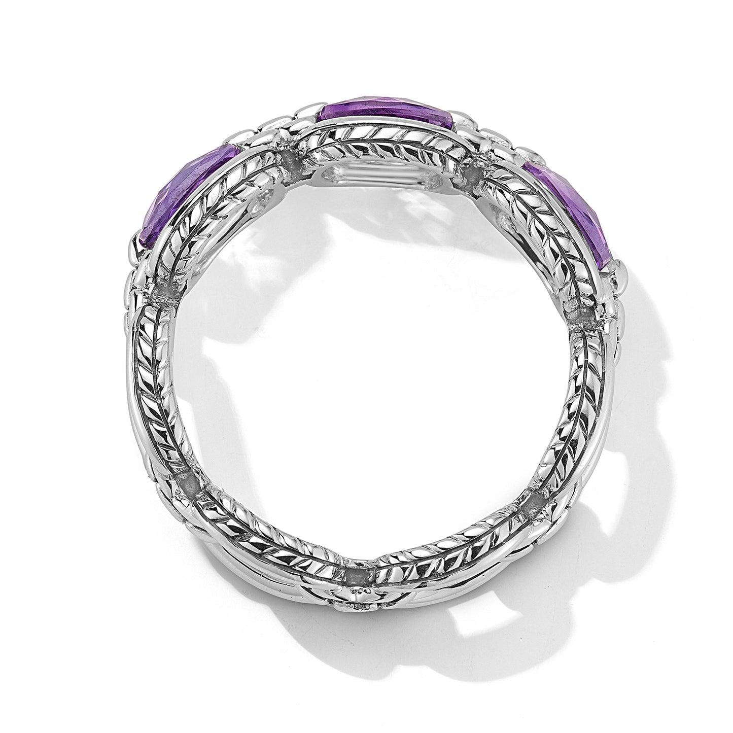 JAI Sterling Silver Statement Link & Multi Gemston | Silver Rings