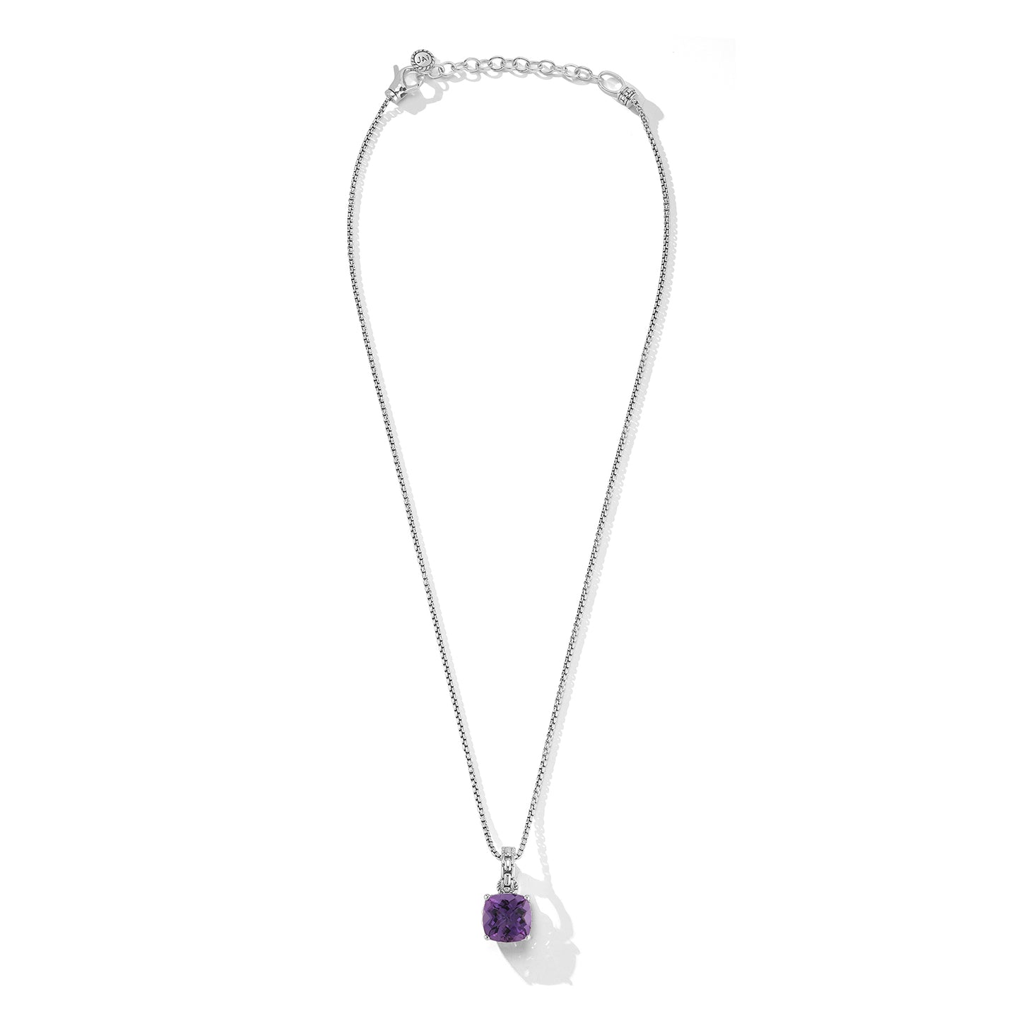 JAI Sterling Silver Gemstone Box Chain Pendant - A | Silver Necklaces