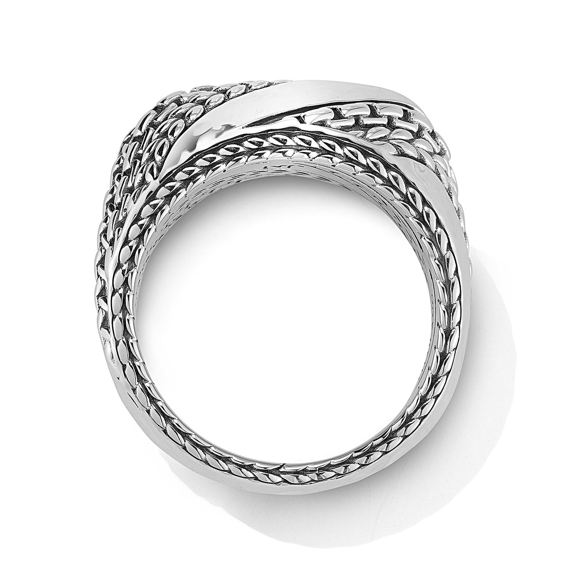 JAI Sterling Silver Modern Artisan Hammered & Text | Silver Rings