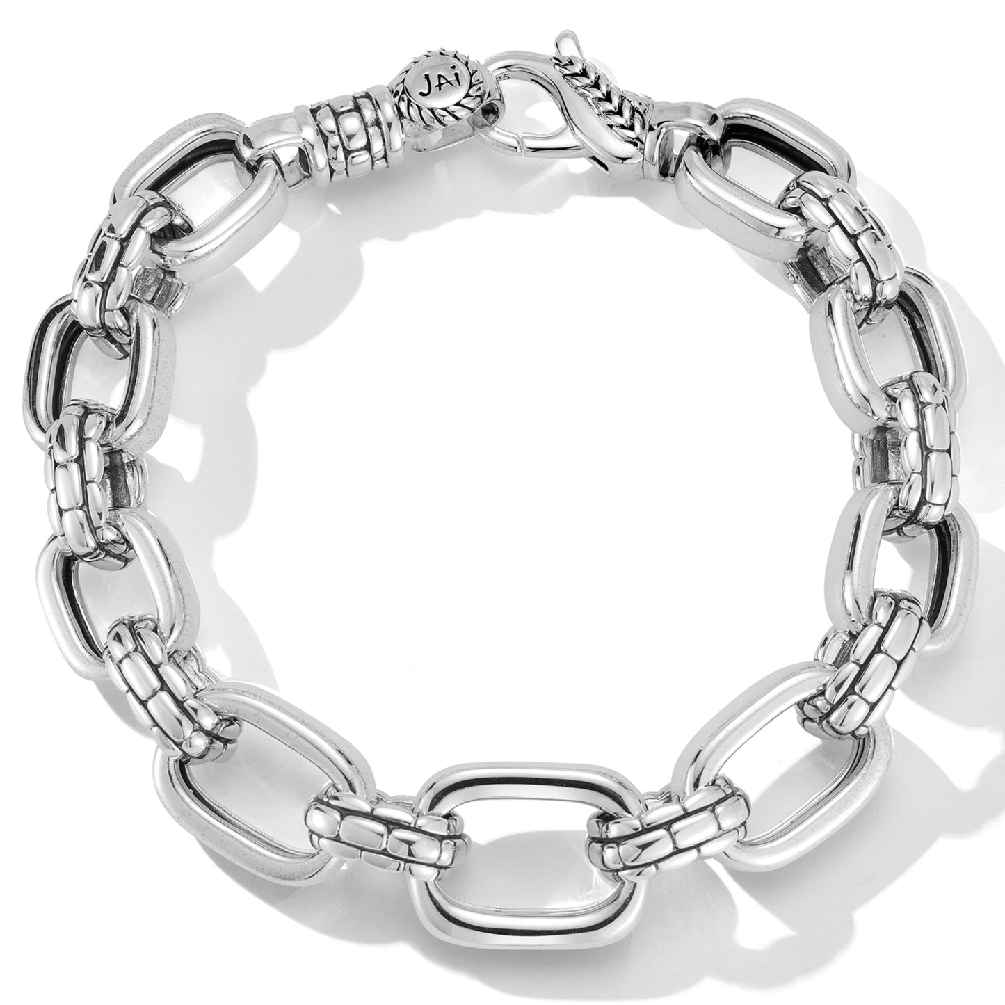 JAI Sterling Silver Statement Link & Box Chain Tex | Silver Bracelets