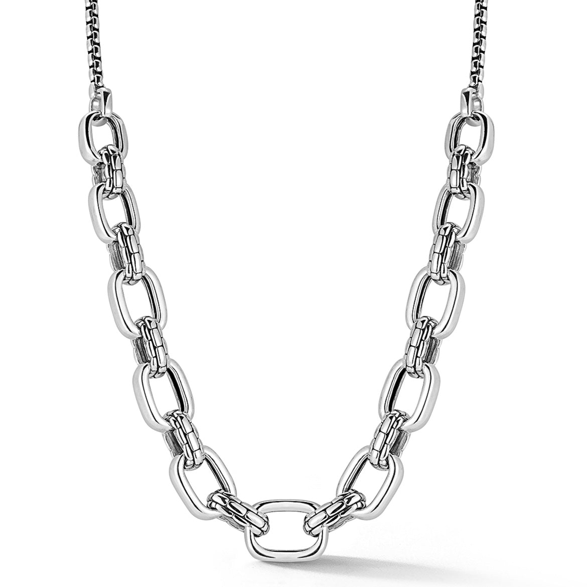 JAI Sterling Silver Graduated Statement Link Neckl | Silver Necklaces