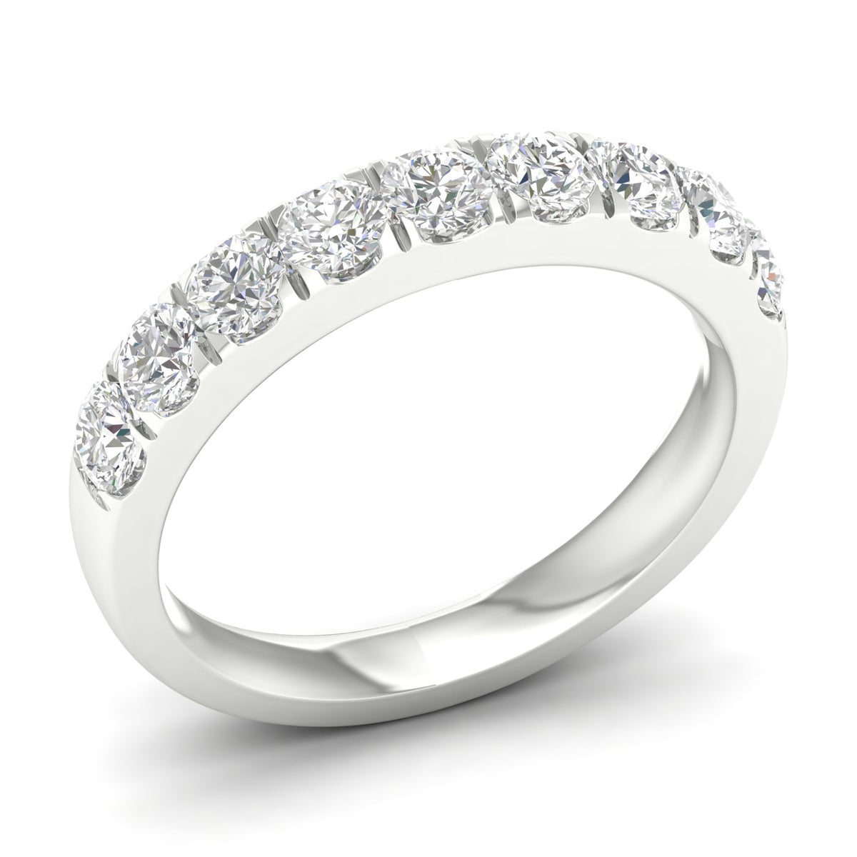LGD 1CTW 14K White Gold Wedding Band with 9 Lab-Grown Diamonds