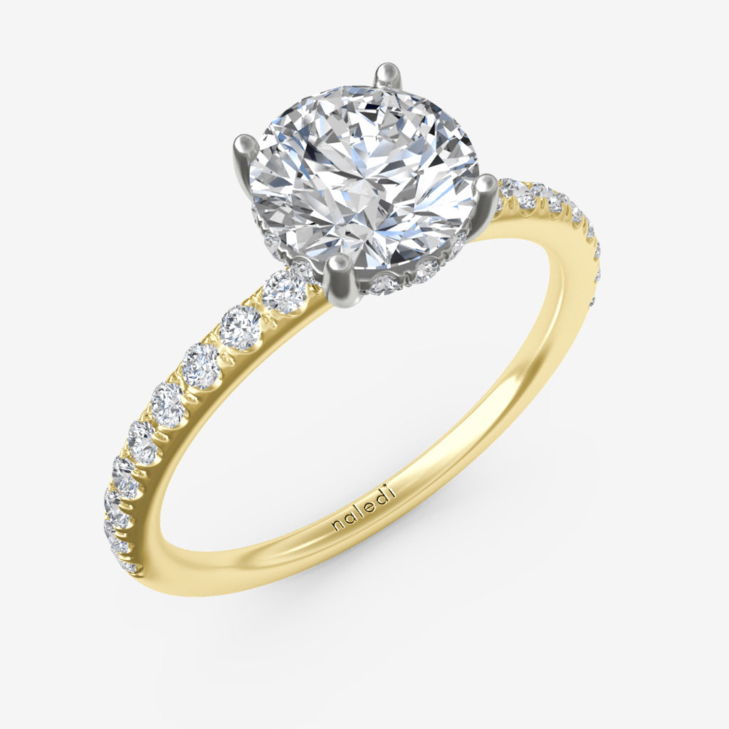 Half Way Plus One Fish Tail Set Diamond Engagement Ring with Comfort Fit Semi-Mount