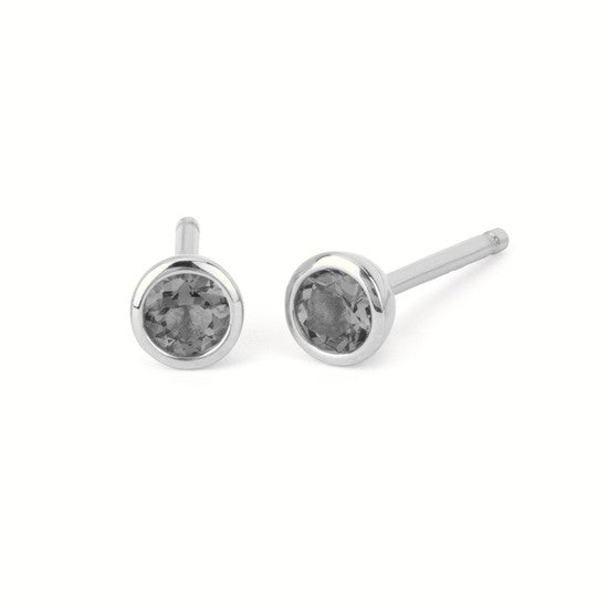 Created Emerald Bezel Birthstone Stud Earrings