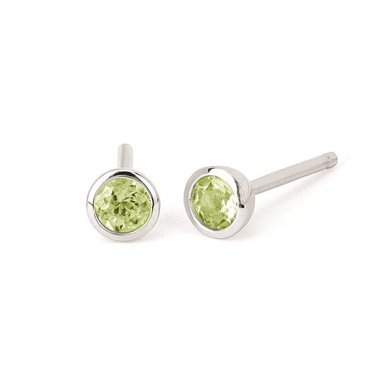 3.5 mm Peridot Bezel Birthstone Stud Earrings