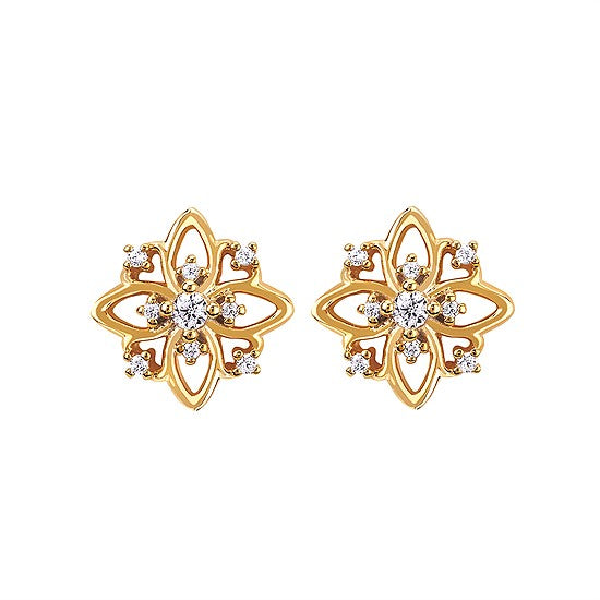 14K Yellow Gold .10CTW Diamond Post Earrings – 18 Round Brilliant