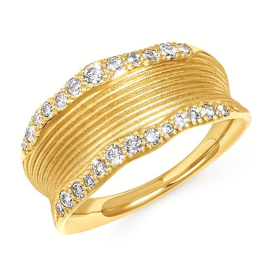 14K Two-Tone Wide Diamond Fashion Ring – .40CTW Engraved