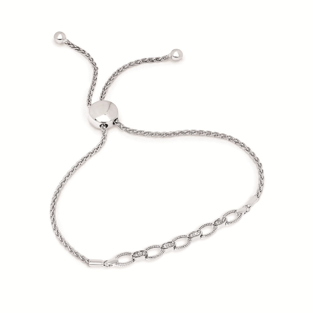 SS .08CTW Diamond Bolo Bracelet with 8 Round Diamonds