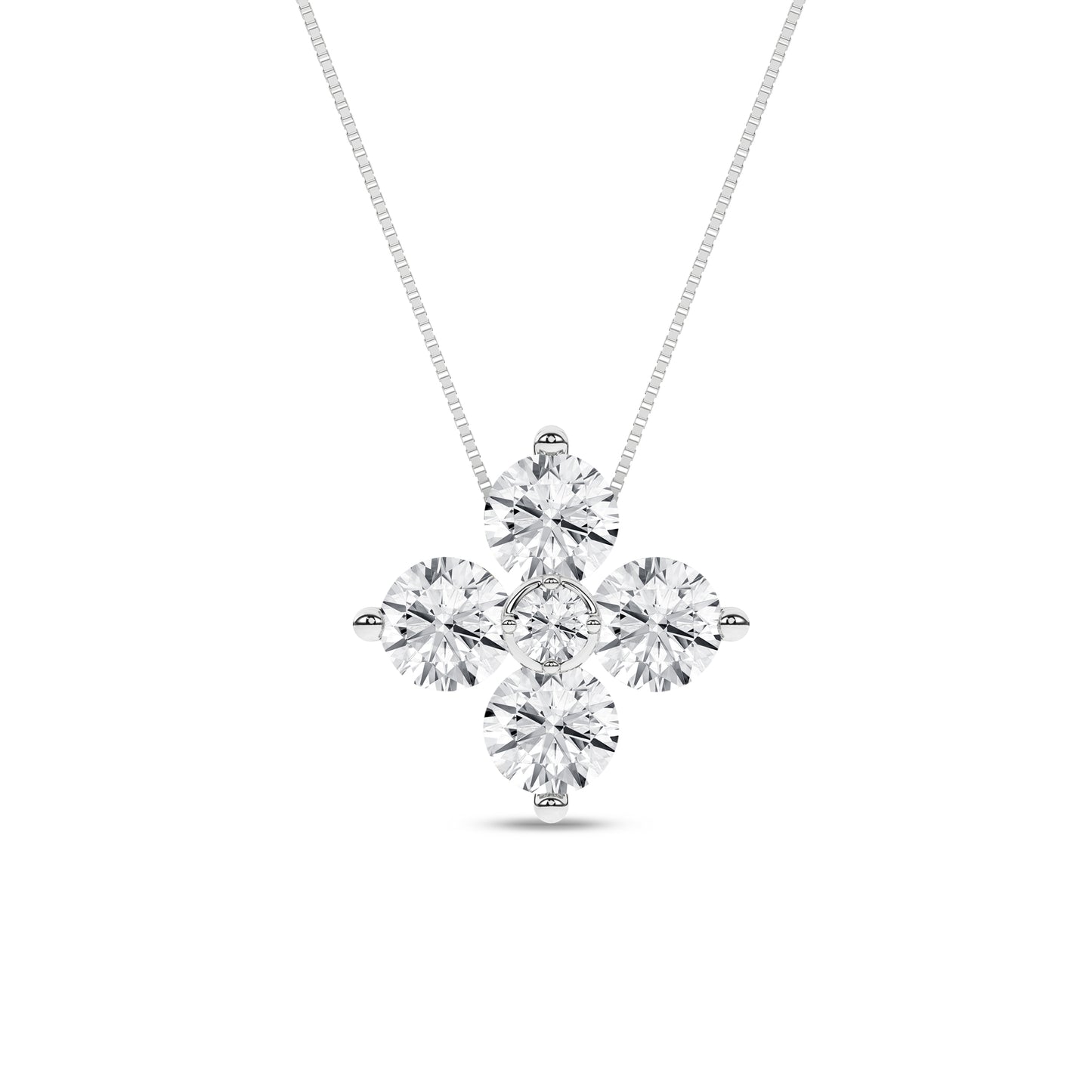 14K White Gold .50CTW Lab-Grown Diamond Petals Necklace