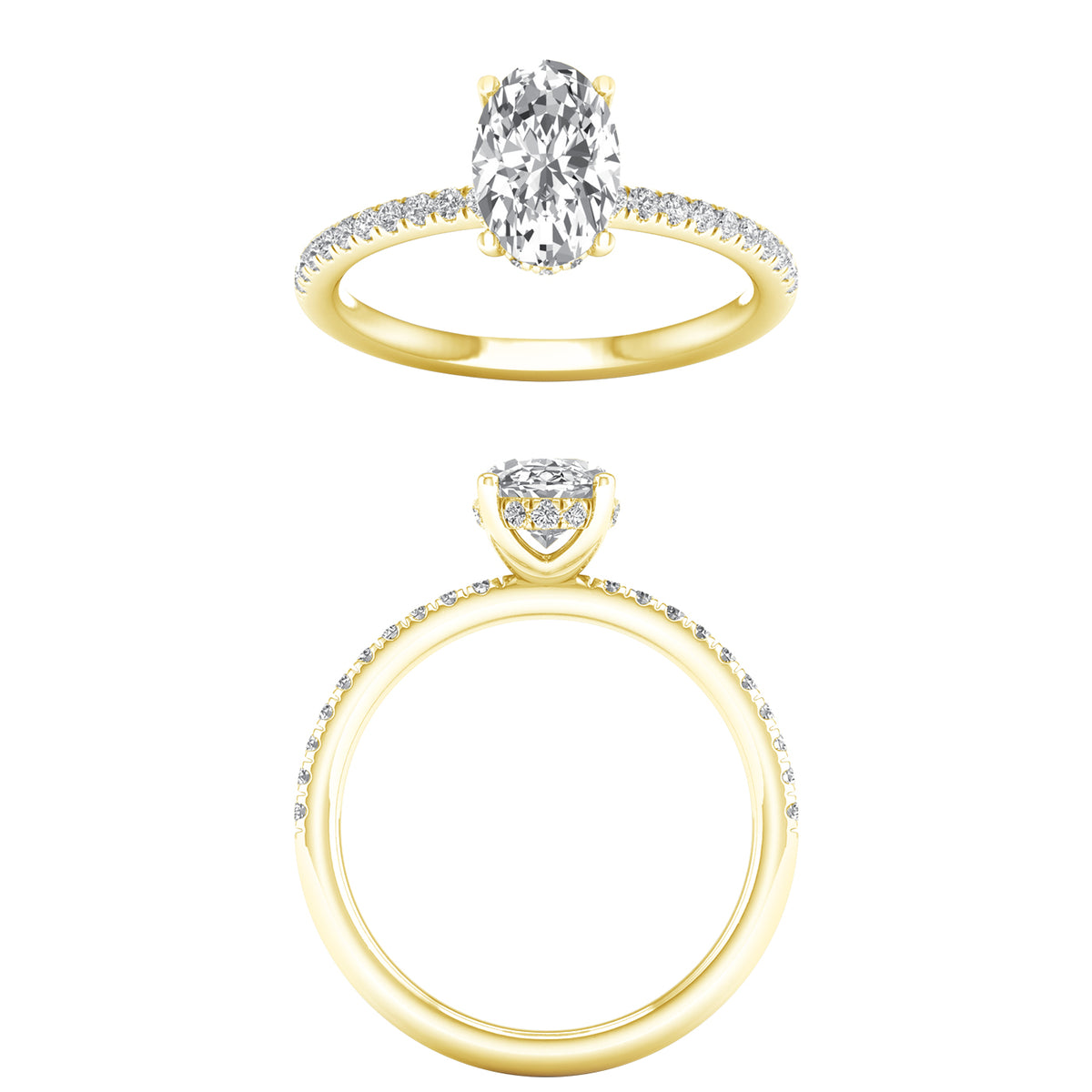 LGD 2.26CTW 14KYG Oval Engagement Ring with Hidden Halo