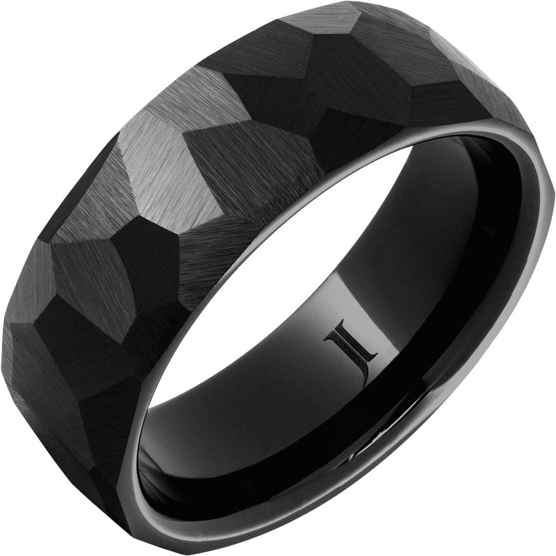 8MM Black Ceramic Flat Chisel Wedding Band – Rugged Refinement
