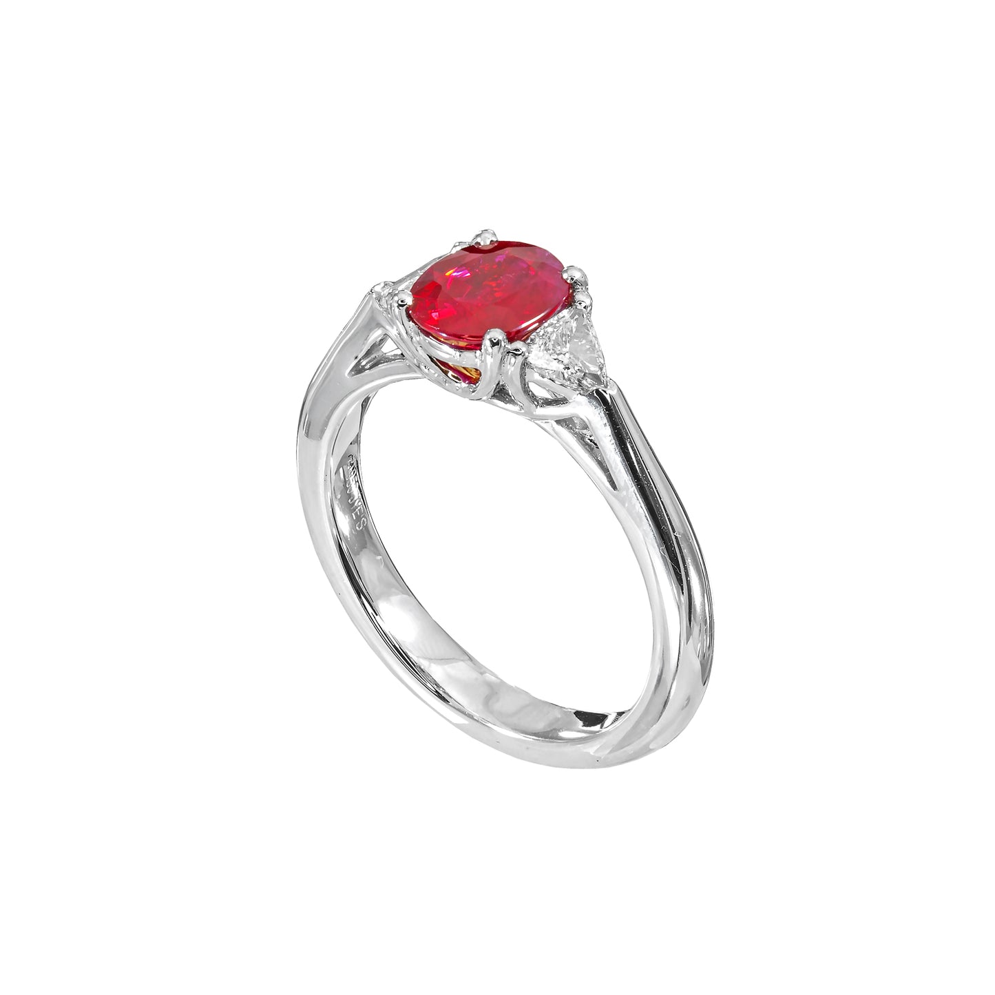 Platinum 1.17CT Pigeon’s Blood Ruby & .26CTW Diamond Trapezoid Ring