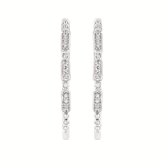 SS .04CTW Diamond Hoop Earrings