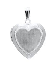 Sterling Silver Heart Locket – Hand Engraved & Satin Finish Parker Jewelers