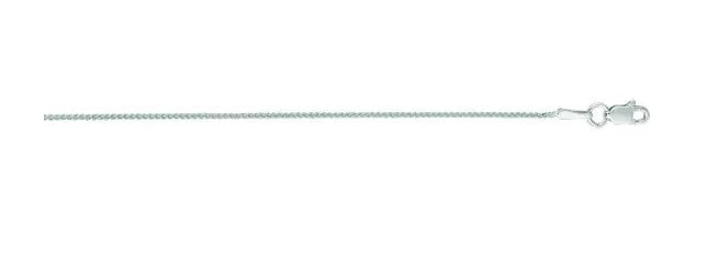 14K White Gold 18" Round Wheat Chain with Lobster Clasp
