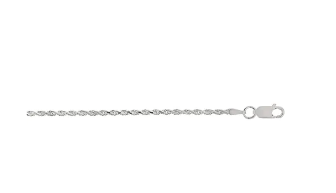 Sterling Silver 18" Diamond-Cut Rope Chain with Lobster Clasp