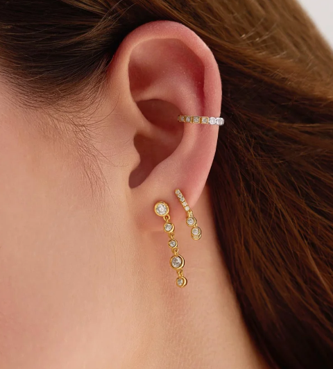 Ania Haie Gold Trio Drop Huggie Hoop Earrings