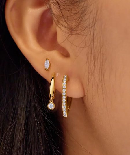 Ania Haie Gold Medium Sparkle Heart Huggie Earrings