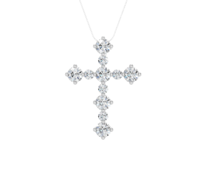 LGD .75CTW 14K White Gold Diamond Cross Pendant