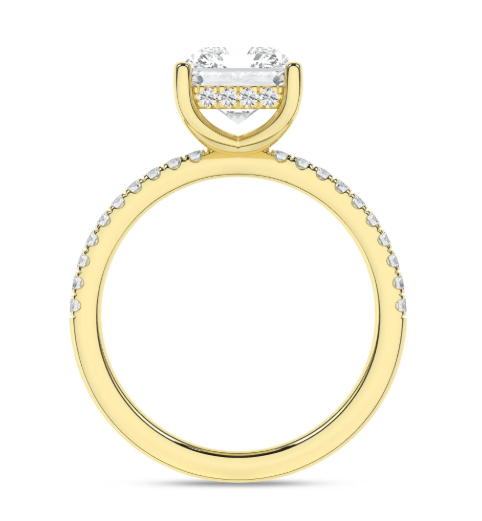 LGD 3.33CTW 14K Yellow Gold Hidden Halo Radiant Engagement Ring