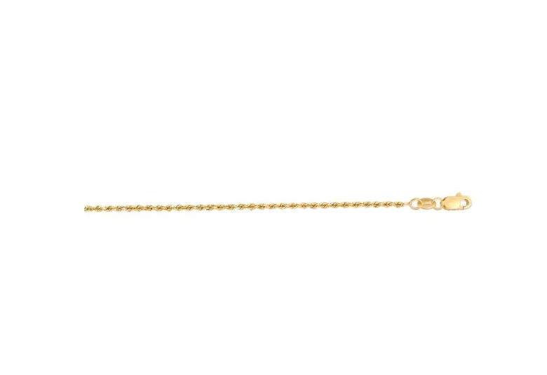 14KYG 20" 1.4MM D/C Royal Rope Chain with Pear-Shaped Lobster Clasp