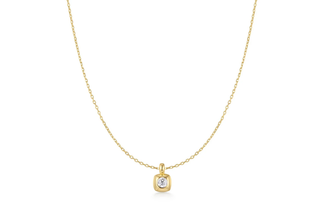 Ania Haie Gold Modern Bezel Set Solitaire Necklace | Parker Jewelers