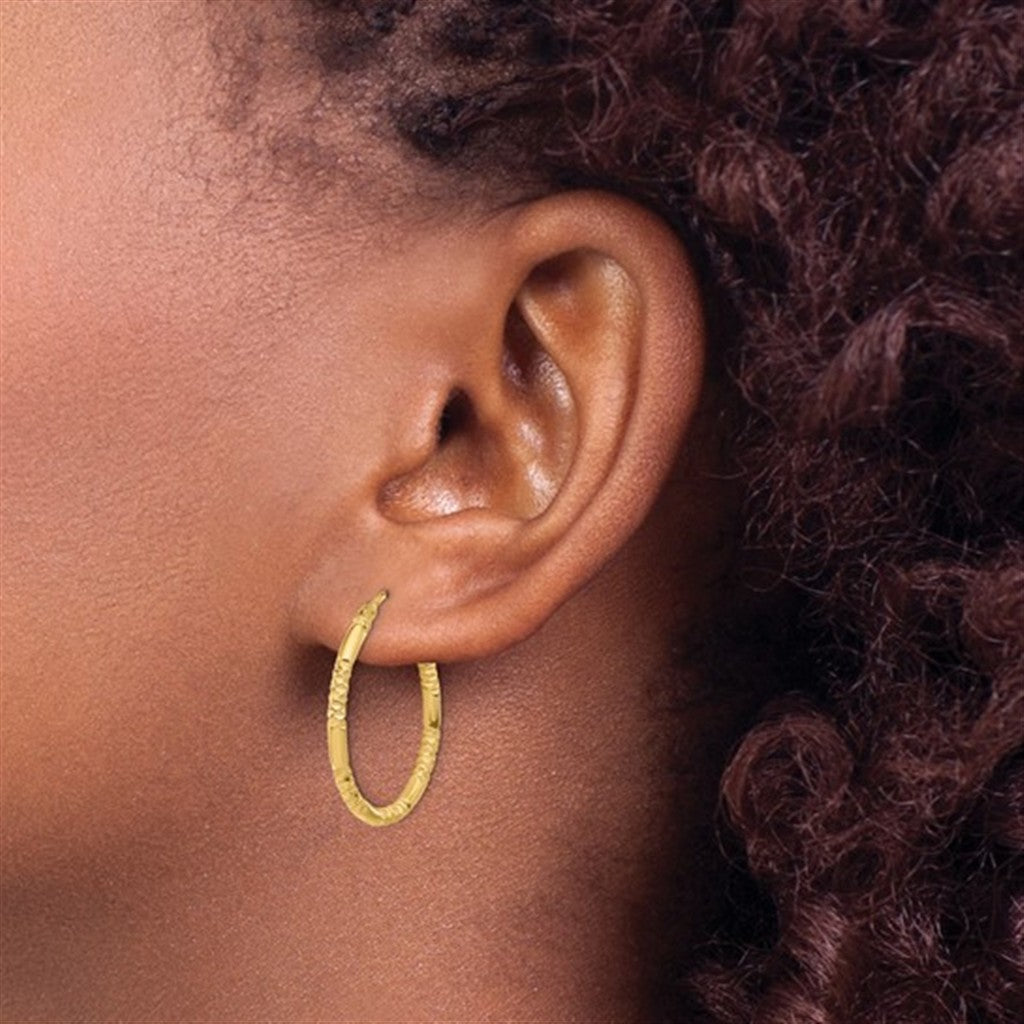 Elegant 14K Yellow Gold Medium Hoop Earrings