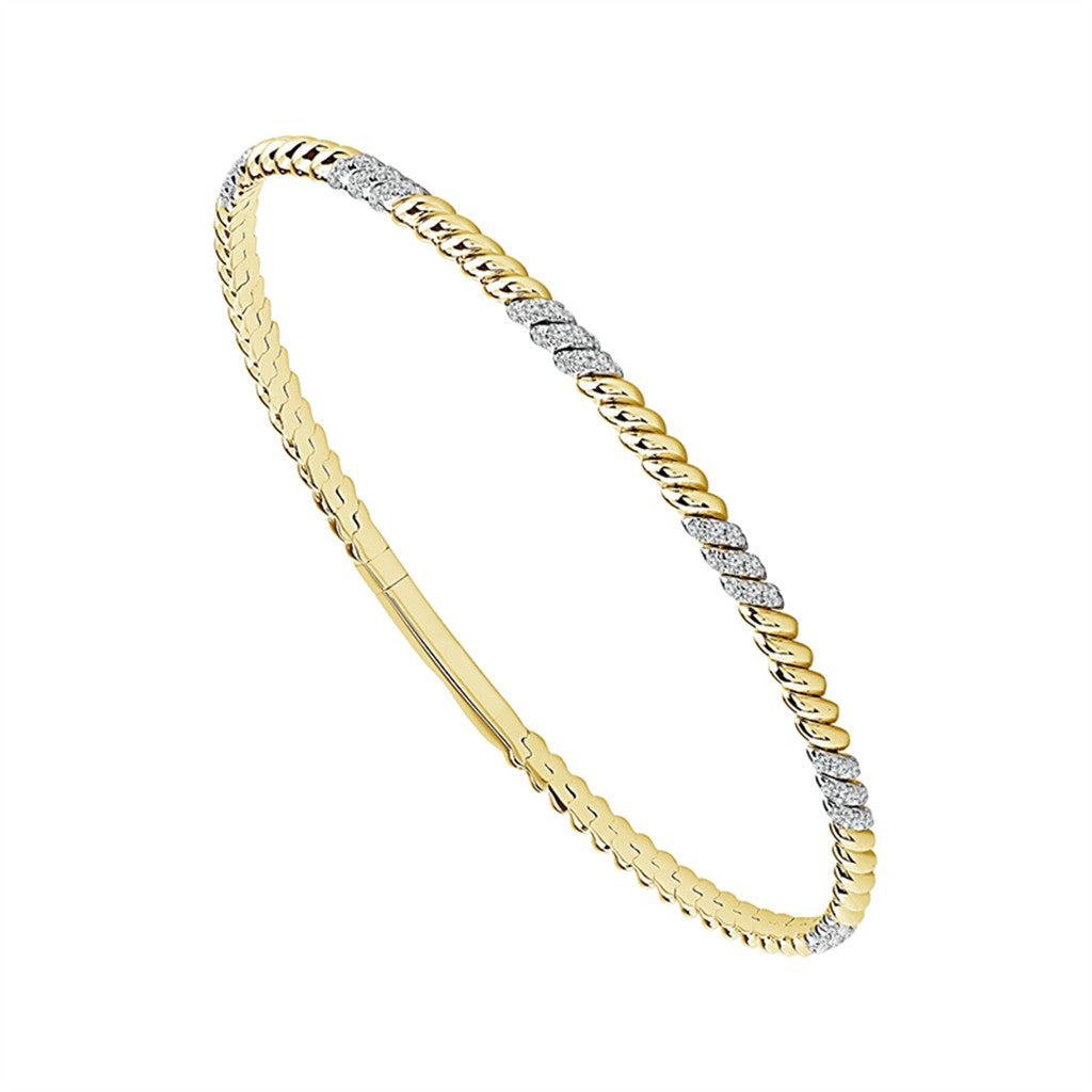14K Yellow Gold .33CTW Twisted Diamond Flexie Bangle