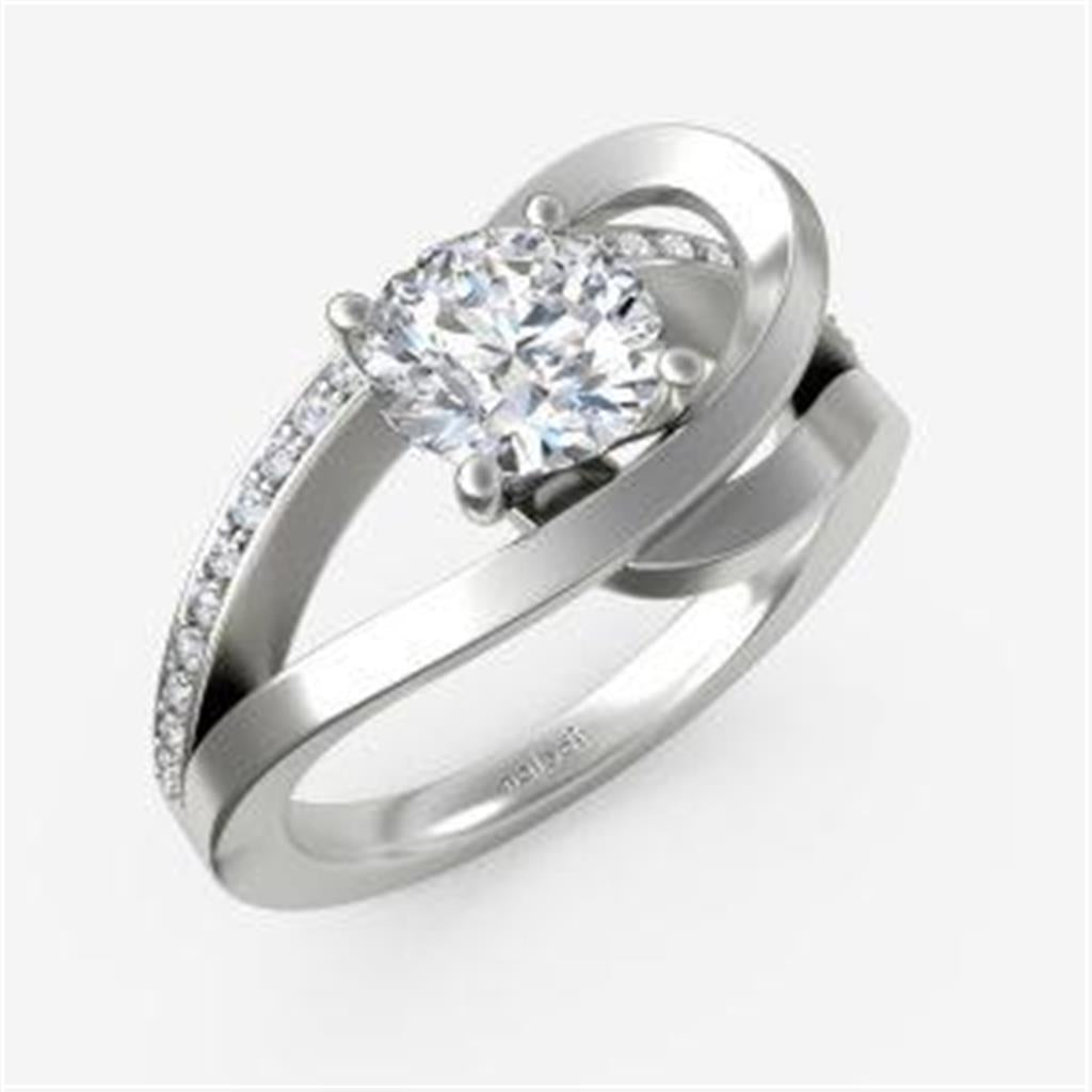 High Polish and Diamond Abstract Setting with Peg Head Engagement Ring Semi-Mount