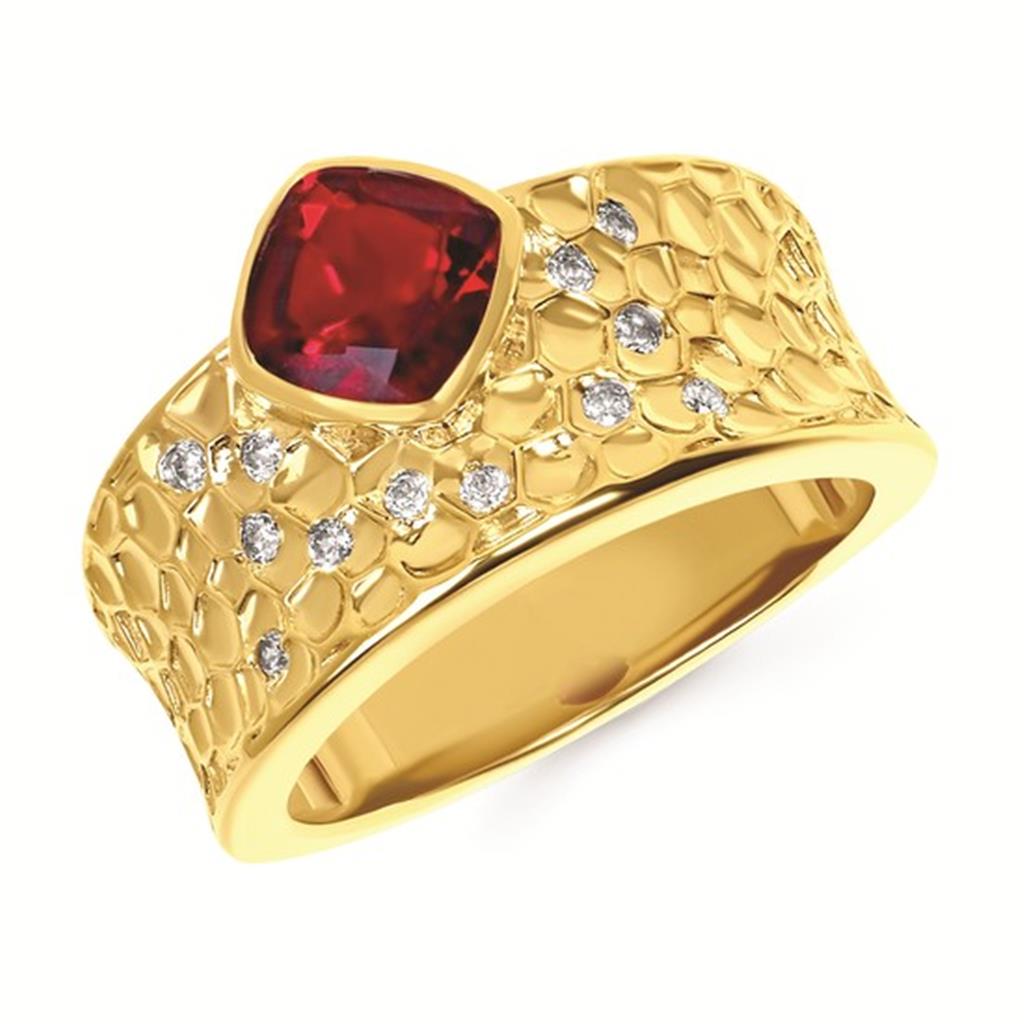 9/10 Tgw Garnet & Diamond Ring in 14K Gold