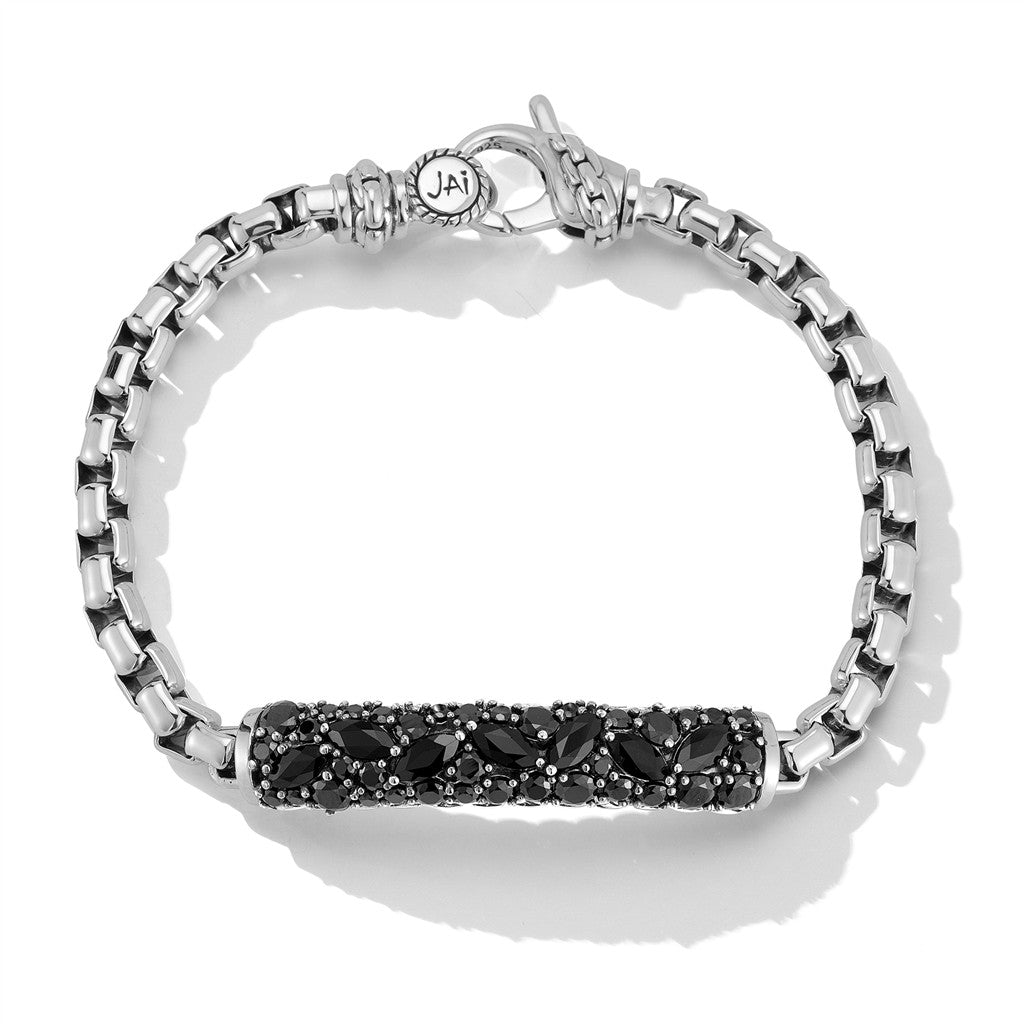 JAI Sterling Silver Multi Gemstone Box Chain Brace | Silver Bracelets