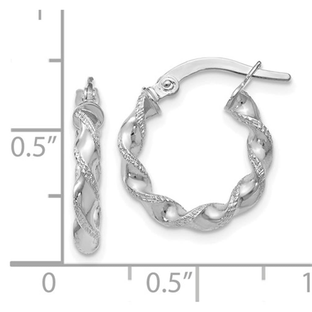 14KT White Gold Twisted Hoop Earrings – Timeless Elegance