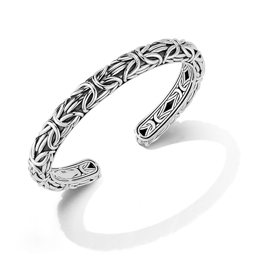 JAI Sterling Silver Byzantine Artisan Cuff Bangle, | Silver Bracelets