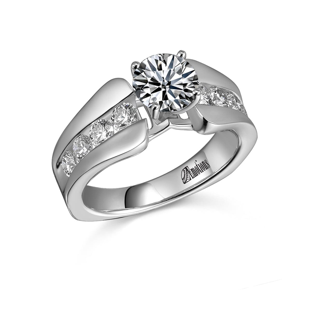 Classic Solitaire Ring with .80Ct Diamonds Semi-Mount