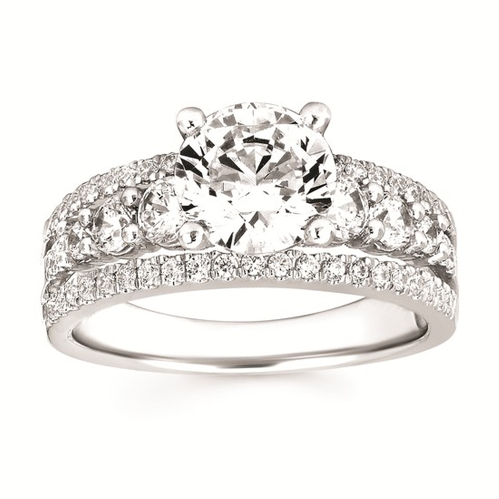 Classic Bridal: 3/4 Ctw. Diamond Semi Mount with 1.50 Ct. Round Center Diamond in 14K Gold