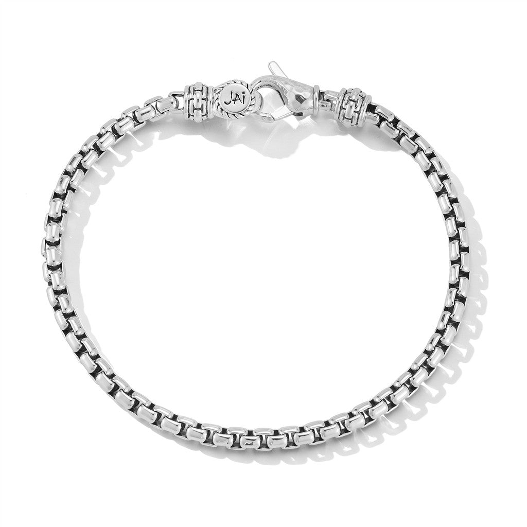 JAI Sterling Silver 3.7mm Box Chain Bracelet, Size | Silver Bracelets