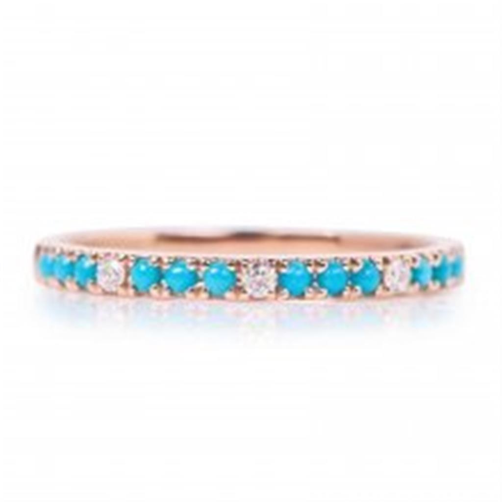 14K Yellow Gold .22CTW Turquoise and Diamond Ring