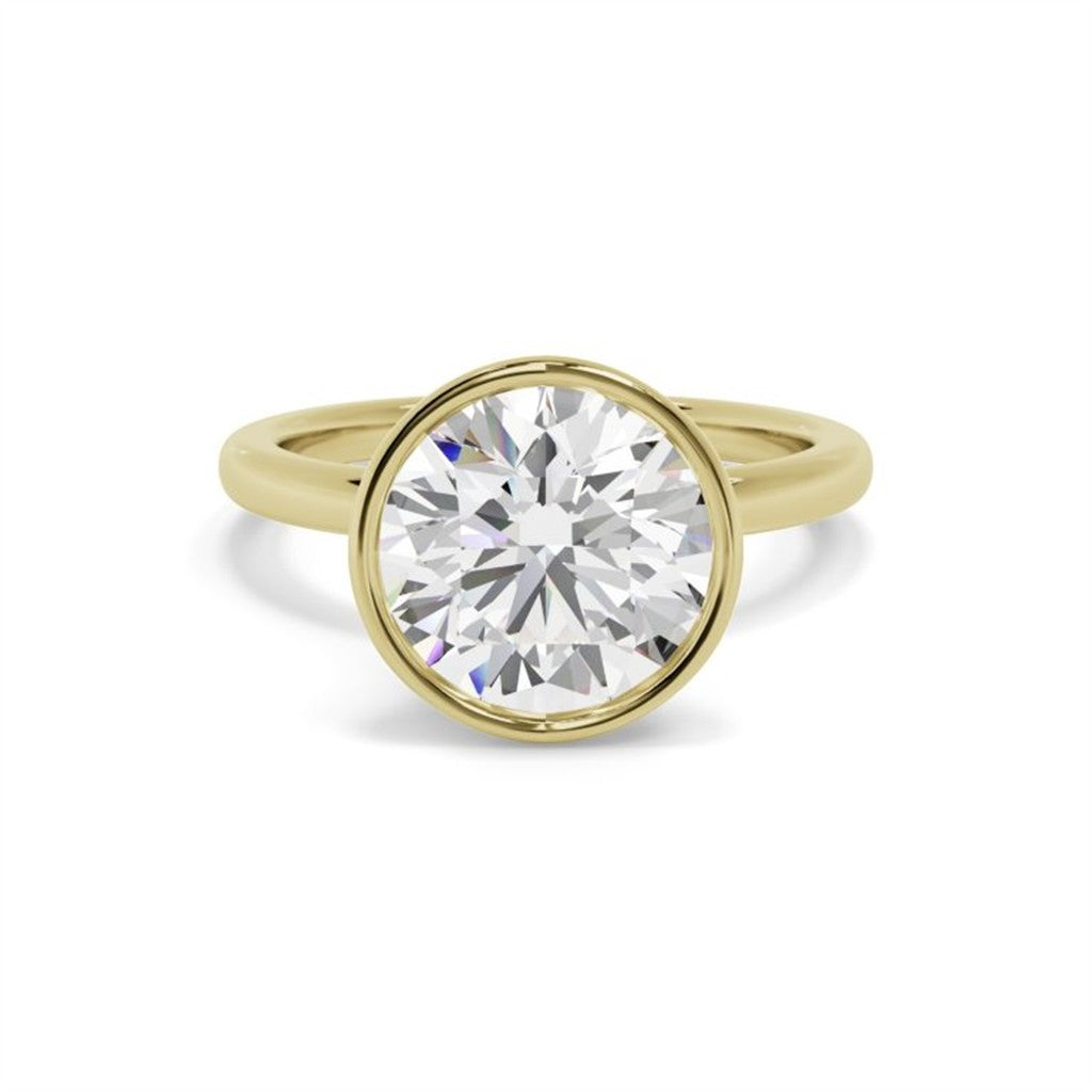 14K Yellow Gold Bezel-Set Diamond Solitaire Engagement Ring