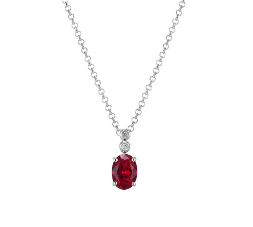 ELLE Holiday Stars Necklace with Lab-Created Ruby & Lab-Grown Diamonds