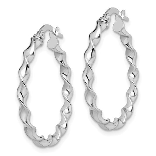 Elegant 14K White Gold Twisted Hoop Earrings