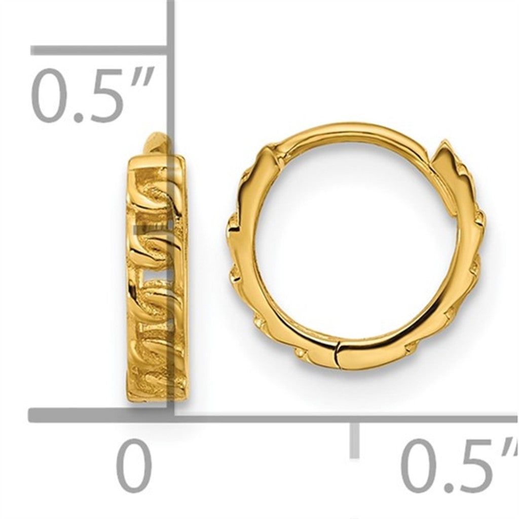 Elegant 14K Yellow Gold Polished Curb Link Round Huggie Earrings
