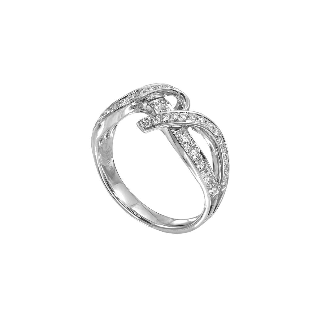 18KWG & Palladium Curved Diamond Ribbon Ring