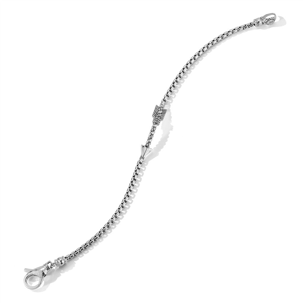 JAI Sterling Silver 2.7mm Box Chain Arrow Bracelet | Silver Bracelets