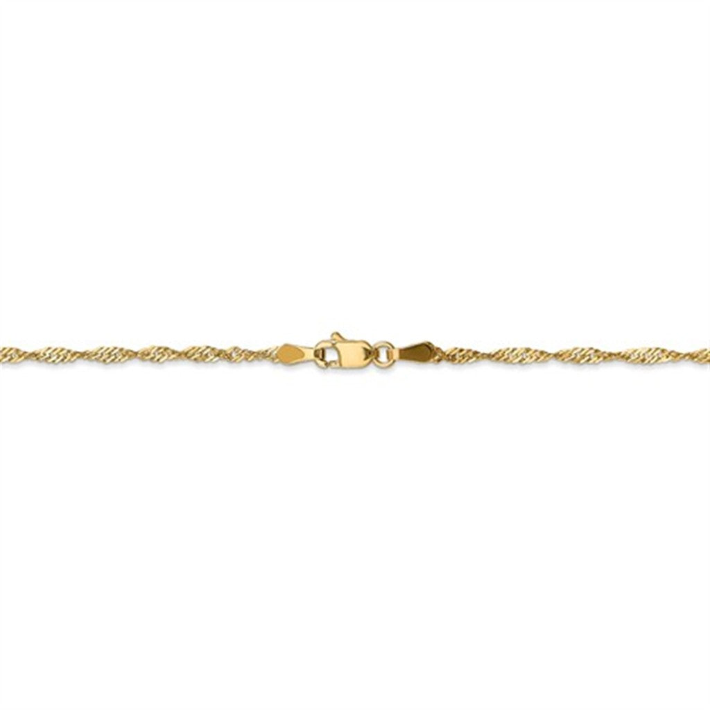 Dazzling 14K Yellow Gold Sparkle Singapore Chain