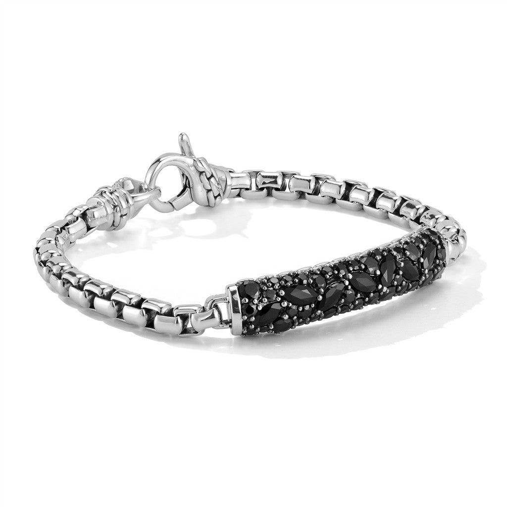 JAI Sterling Silver Multi Gemstone Box Chain Brace | Silver Bracelets