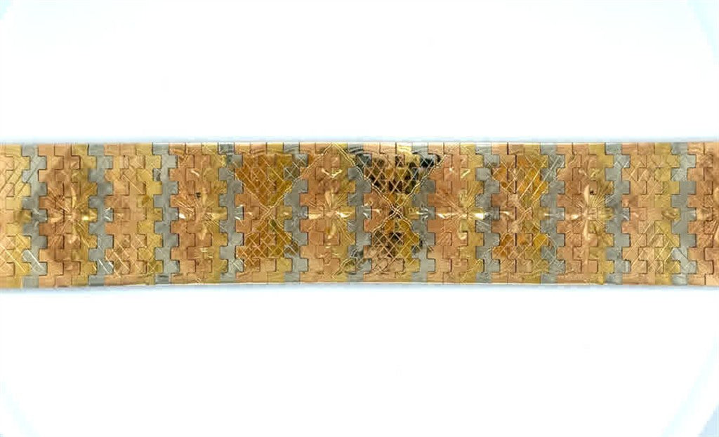 Elegant 18K Rose, White & Yellow Gold Estate Bracelets