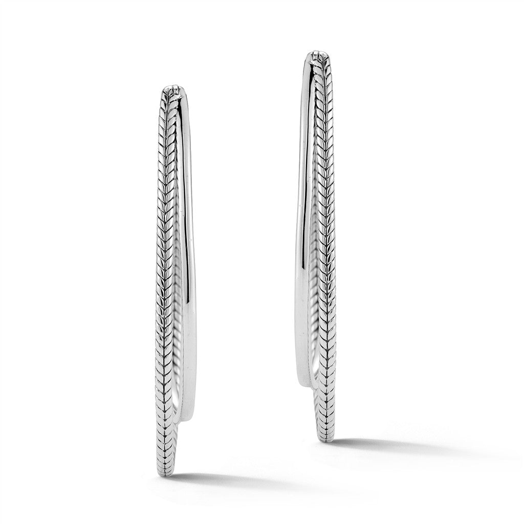 JAI Sterling Silver Integrated 2 Oval Hoop Earring | Silver Earrings