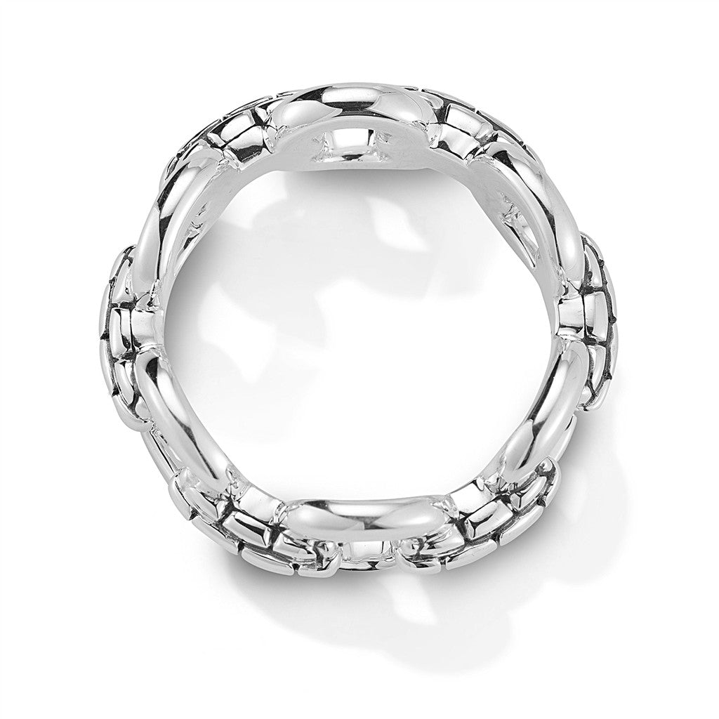 JAI Sterling Silver Statement Link Ring with Inte | Silver Rings