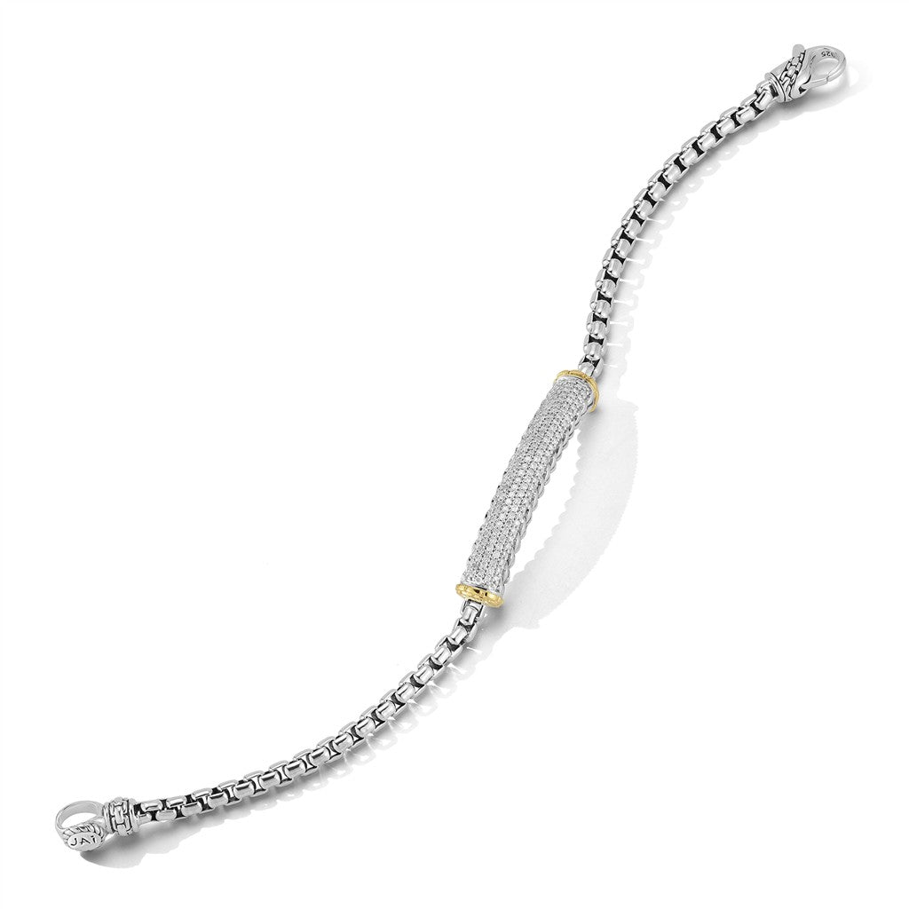 JAI Sterling Silver & 14K Gold Pave Diamond 3.7mm | Silver Bracelets