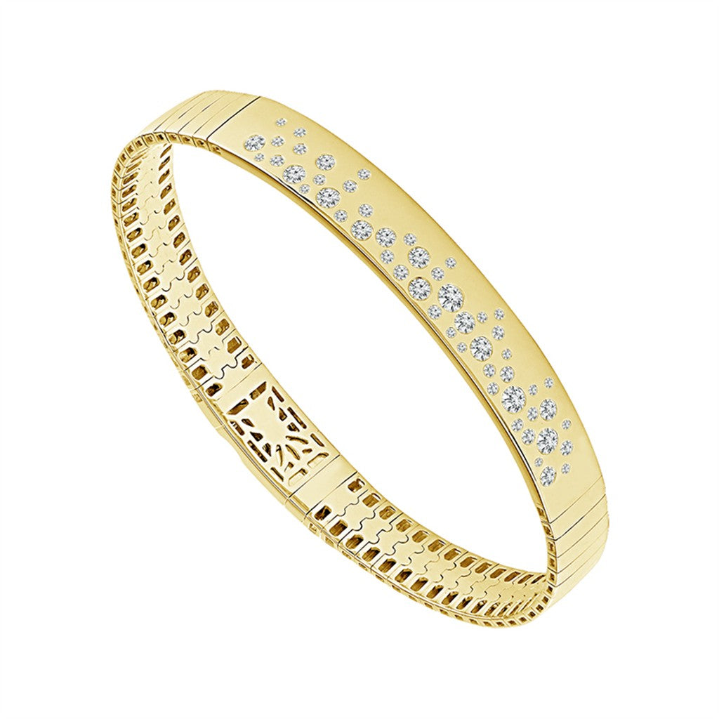 14K Yellow Gold Scattered Diamond Flexie Bangle